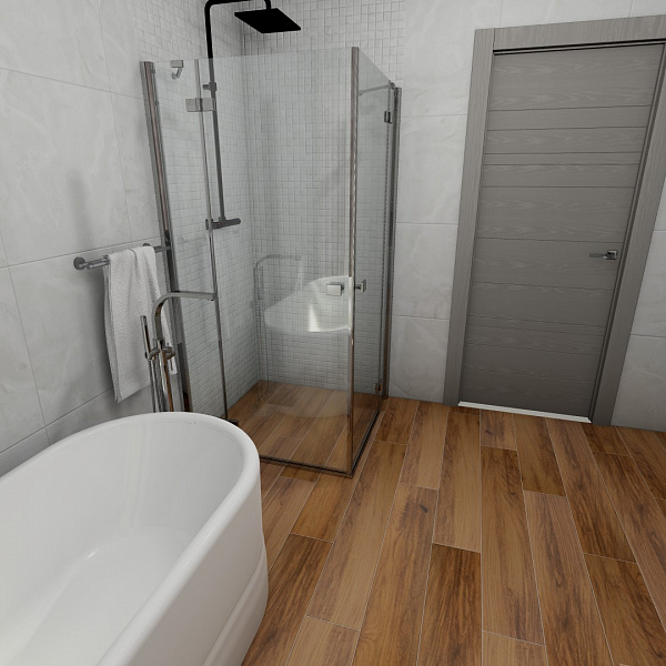Ванная комната 3.3x3.6м Onix White, полы Docato Pine1